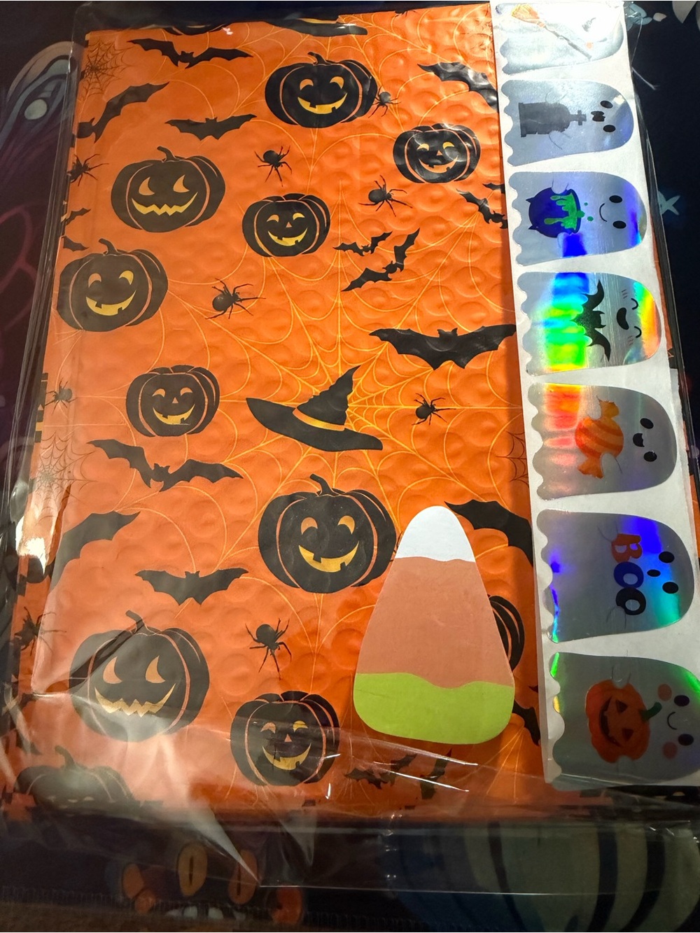 15 Halloween Orange Pumpkin Tablecloth with Ghost Stickers - Unbranded 6.5x10.5